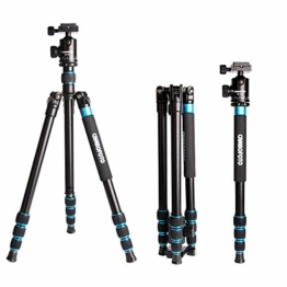 CAMBOFOTO Professionelles Leichtes Stativ Aluminiumlegierungen Stativ(162cm) mit Einbeinstativ(167cm) Reisestativ Fotostativ Kamera Stativ für DSLR SLR Canon Nikon Sony Samsung Belastbarkeit 10kg - 1