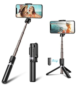 CIRYCASE Selfie Stick Bluetooth, Mini Erweiterbar 3 in 1 Handy Stativ aus Aluminium mit Kabelloser Fernbedienung, 360° Drehbar Selfiestick Tragbar Monopod Kompatibel mit iPhone, Galaxy, Huawei etc - 1