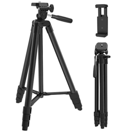 GooFoto Kamera Stativ, Leichtes Aluminium-Kamerastativ, Reisestativ mit Tragetasche und Telefonclip (140cm Kamera Stativ) - 1