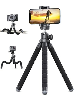 Handy Stativ, Stativ für Smartphones[Verstärkt & rutschfest], 360° Drehbare Handyhalterung, Mini-Reisestativ, Kompatibel für iPhone Android Smartphones GoPro Kamera - 1