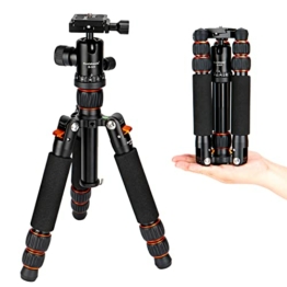 Koolehaoda Kamera Mini- Stativ Aluminium 63,5 cm Kompaktes Tischstativ Tragbares Reisestativ mit 360° Kugelkopf für DSLR Kamera,Video Camcorder, belastbar bis 10 kg – (Orange) - 1