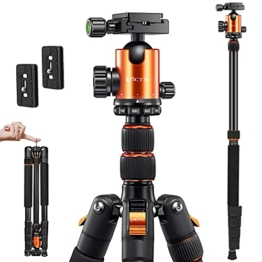 VICTIV 205cm Professionell Stativ für Kamera, Aluminiumlegierung Reisestativ Stativ für DSLR, 360 Grad Kugelkopf mit 38 mm Ladegewicht beträgt 10 kg, Abnehmbar Einbeinstativ mit Tragetasche - Orange - 1